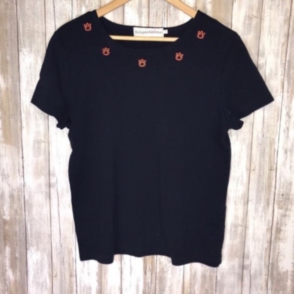 NCAA Tops - Auburn Tigers Embroidered Logo Tee Navy Women’s Large NCAA Shirt